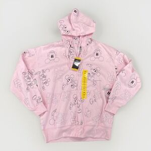 Disney Mickey Mouse Zip Up Hoodie Womens M Pink‎ Y2K Novelty Cartoon Kidcore